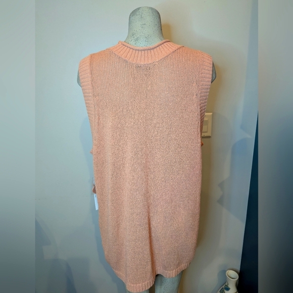 Tribal Sleeveless Cotton Round Neck Sweater Split Hem Coral/Clay Sz 3x NWT - Picture 8 of 17